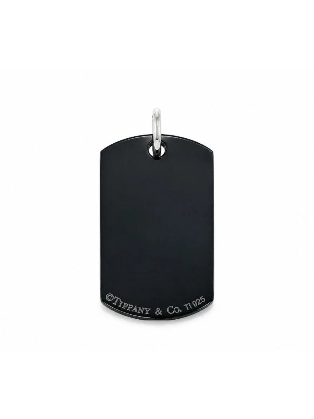 Tiffany & Co. T&CO Dog Tag Pendant in Black Titanium and 925 Sterling Silver